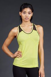 Ladies gym wear relaxed fit contrast mesh backing for ventilation women's gym tank vest top